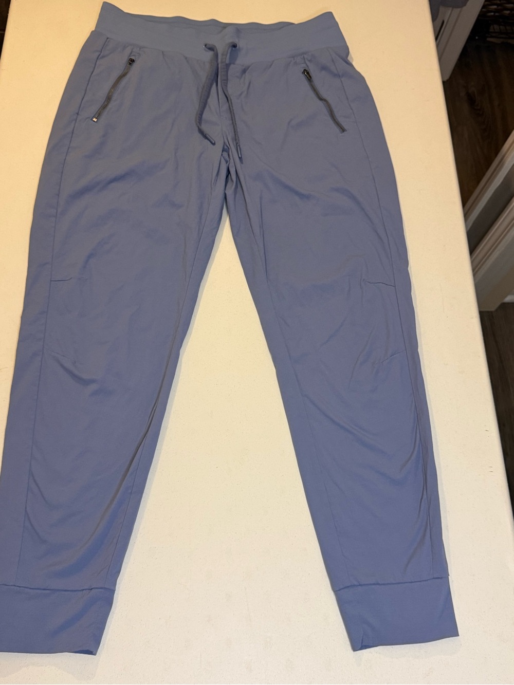 Athleta Women’s Size 12 Mid Rise Jogger Pants Blue Athletic Lounge Zip Pocket